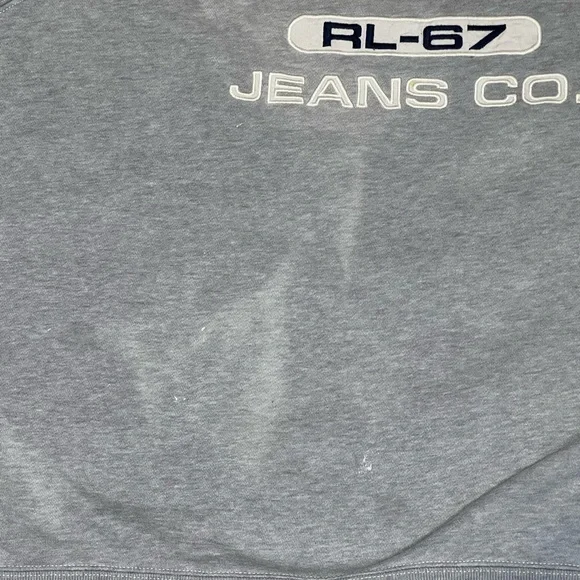 Vintage Polo Ralph Lauren Jeans Co Spell out Gray Sweatshirt Size XXL with Flaws - Picture 4 of 11